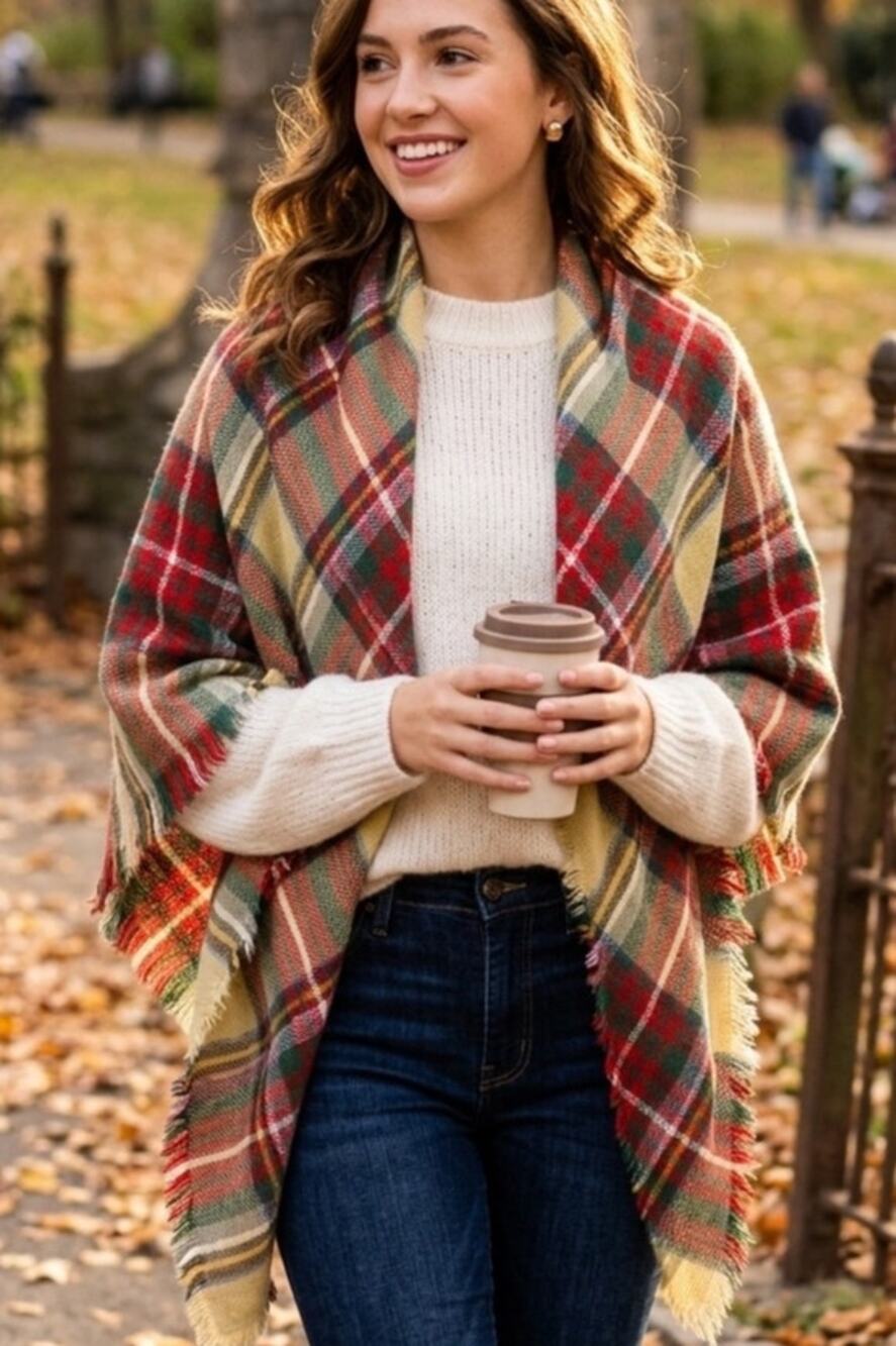 Colorful plaid flannel wrap/shawl/scarf
